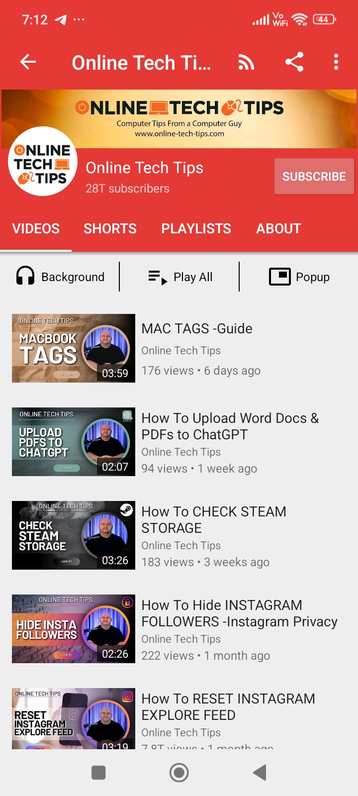 Searching videos on NewPipe