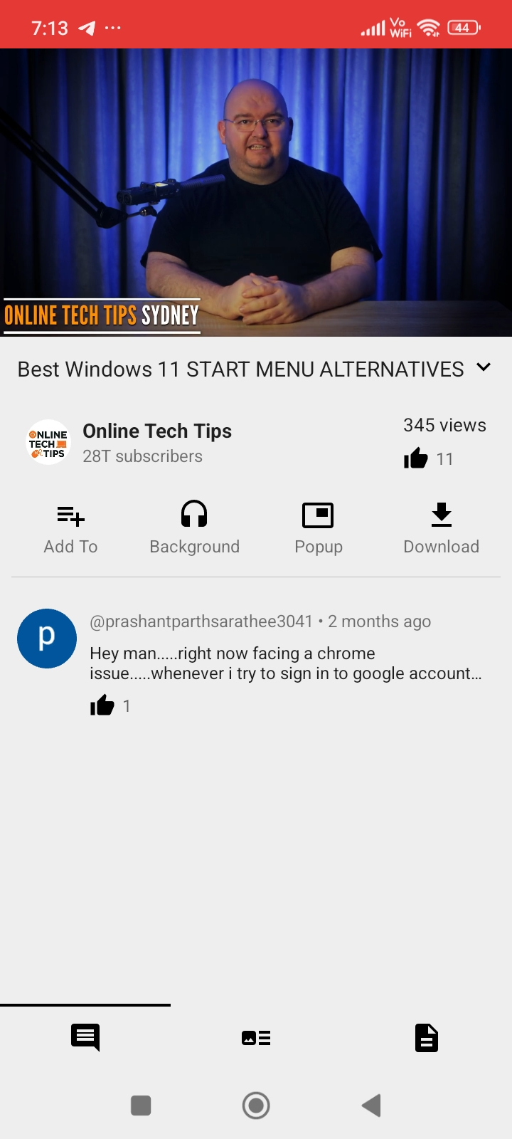 A running video on NewPipe