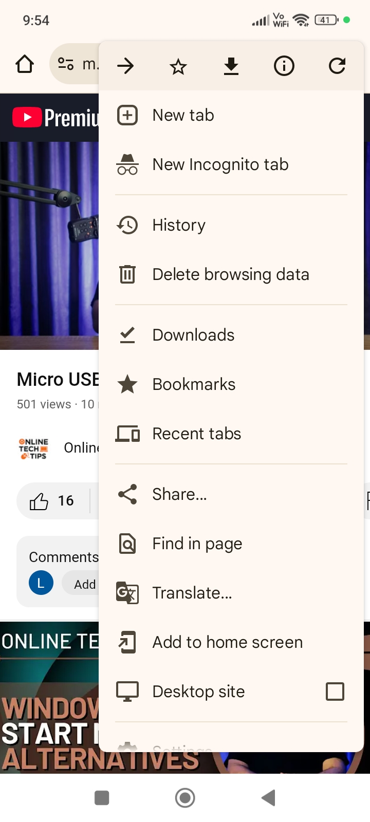 Chrome's three-dot menu