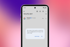 Gmail mobile app displaying a verified sender's logo and checkmark