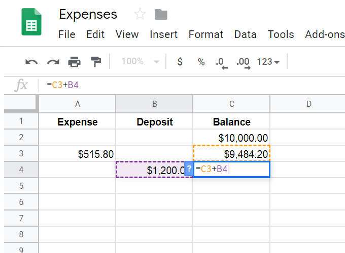 Automatically Add & Subtract In a Spreadsheet image 2