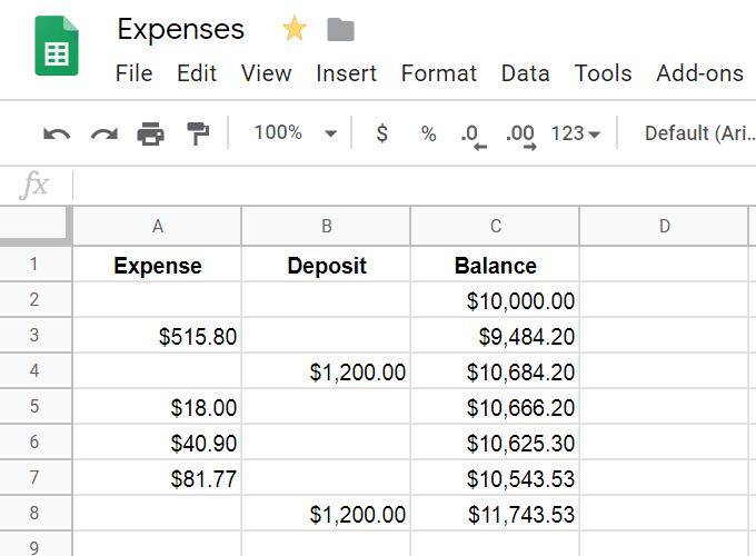 Automatically Add & Subtract In a Spreadsheet image 5