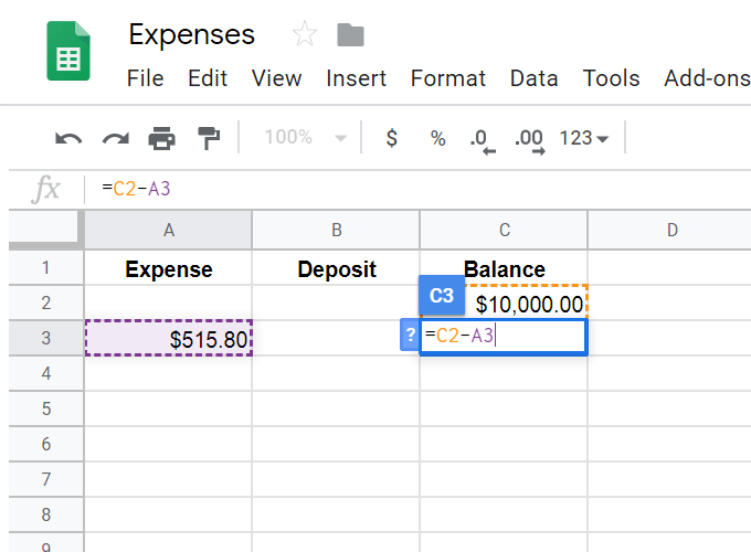 Automatically Add & Subtract In a Spreadsheet image