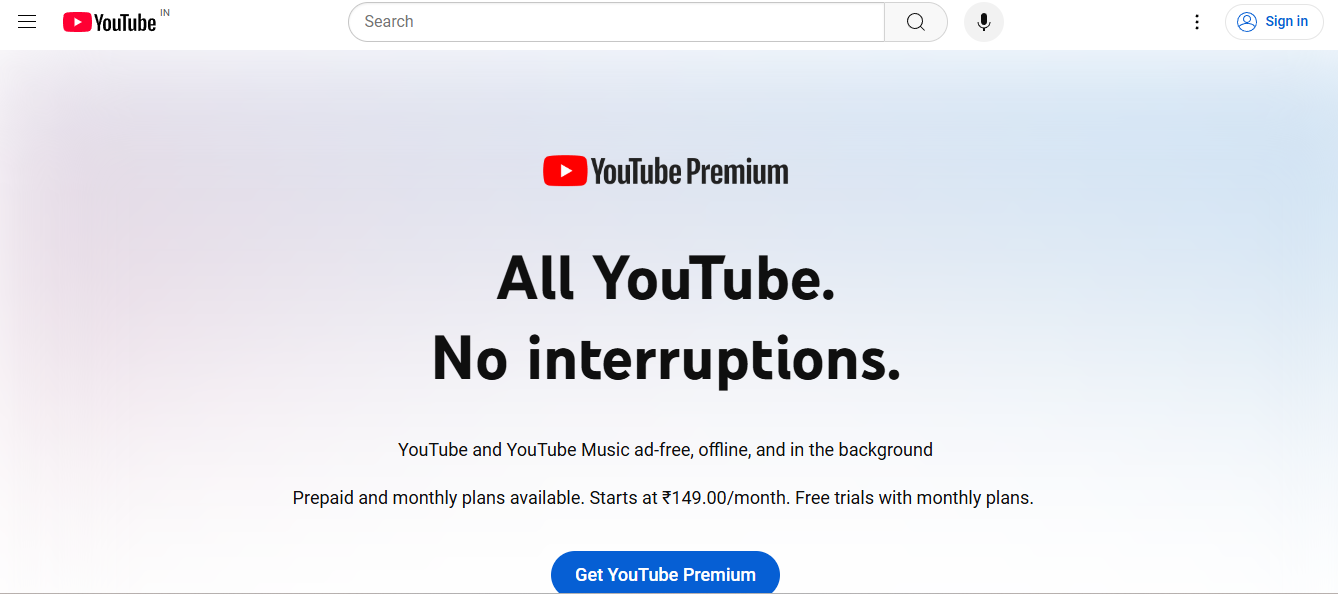 YouTube Premium website