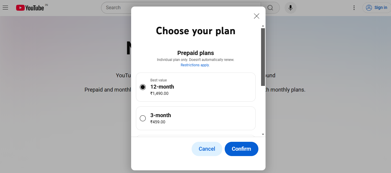 Choose plans