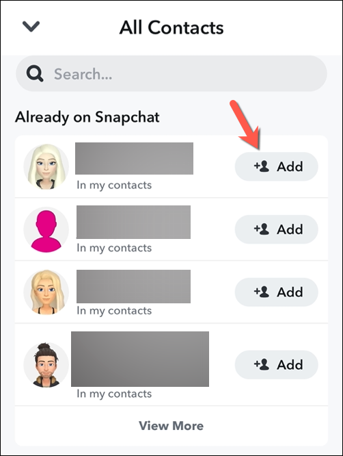 Adding new Snapchat friends from your synced contact list