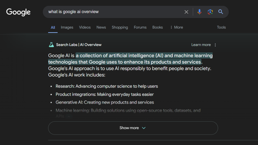 turn-off-google-ai-search-feature - Online Tech Tips Turn Off Google AI Search Featured Image showing example of an AI overview in a search