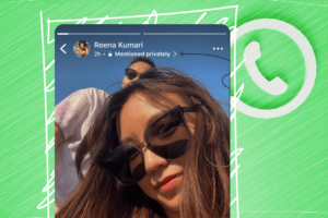 Illustration of the WhatsApp Status "Private Mention" feature