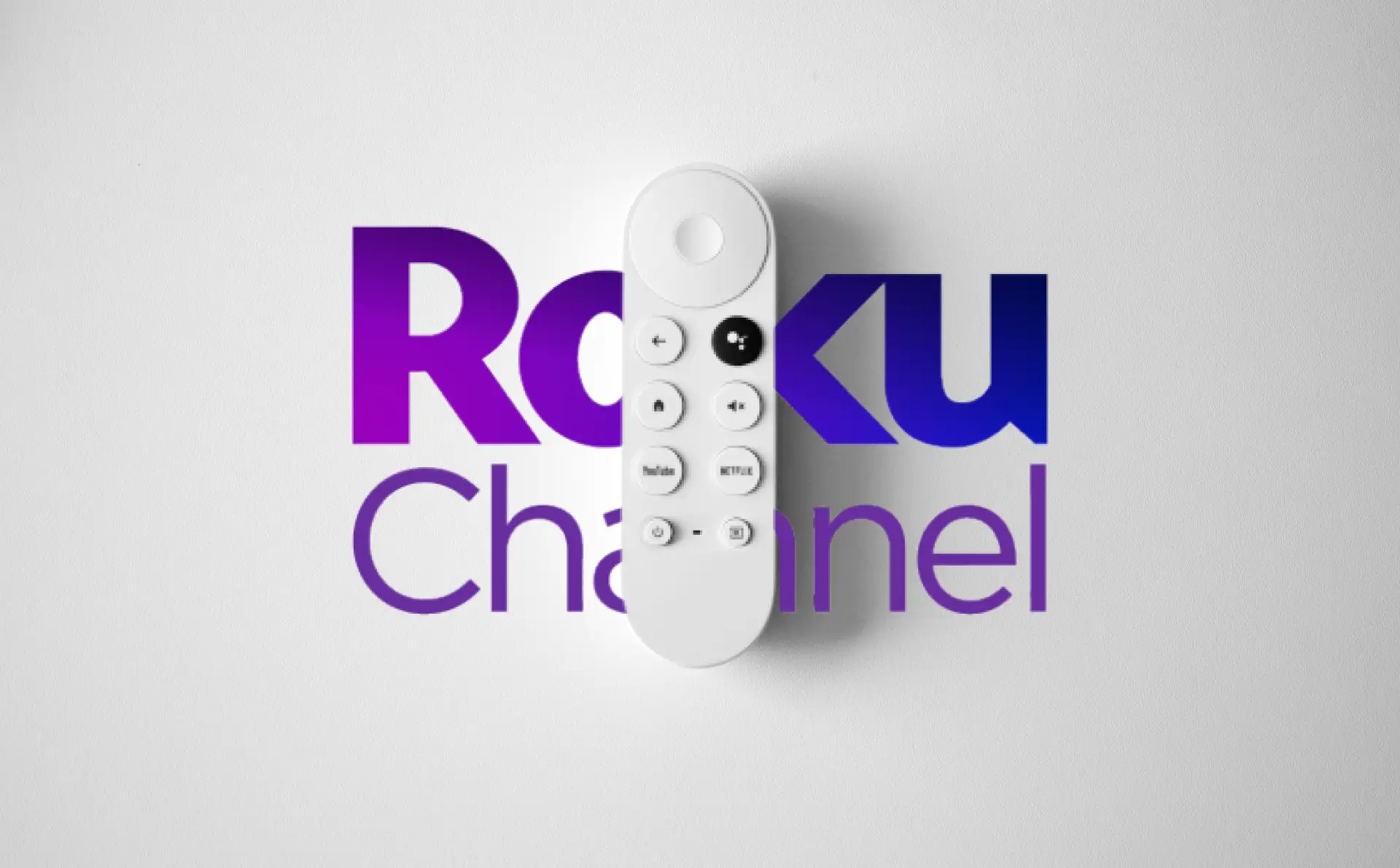 Google-TV-remote-overlaying-the-Roku-Channel-logo - Online Tech Tips Google TV remote overlaying the Roku Channel logo